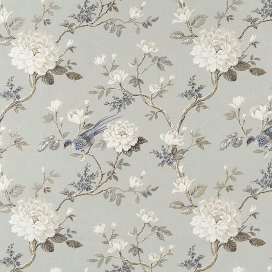 Folio Fabrics; Grey Floral Print Upholstery Fabric by The Yard - SKU: Ward Haze; Category:Upholstery; Image:1